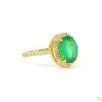 Statement ring - 14 karaat Geel goud - 1.71ct. tw. Smaragd -, Sieraden, Tassen en Uiterlijk, Antieke sieraden