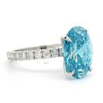 Ring - 18 karaat Witgoud - 4.55ct. tw. Blauw Diamant (Fancy, Sieraden, Tassen en Uiterlijk, Ringen, Nieuw