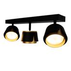 Opbouwspot driedubbel | Tulip | Zwart/ Goud, Nieuw, Ophalen of Verzenden, Modern, Led