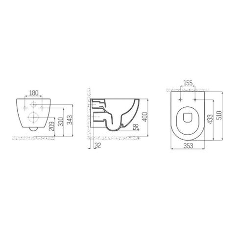 Wandcloset Aquasplash Rimoff Ophang Toilet Zonder Bidet Nijl, Doe-het-zelf en Verbouw, Sanitair, Ophalen of Verzenden