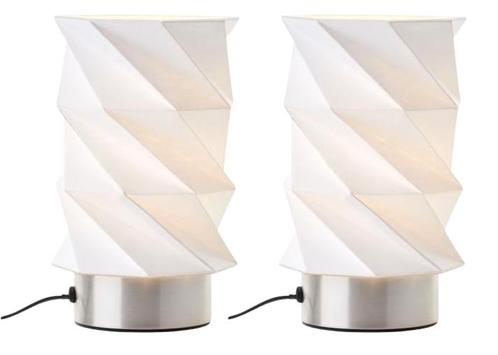 Tweedekans | 2x Brilliant Paperfold Tafellamp – Wit/Eisen –, Huis en Inrichting, Lampen | Tafellampen, Zo goed als nieuw, Ophalen of Verzenden