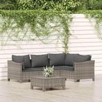 vidaXL 5-delige Loungeset met kussens poly rattan grijs, Verzenden, Nieuw, Rotan, Loungeset