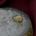 Gouden cocktailring met zirconia (gouden sieraden), Gebruikt, Overige kleuren, Ophalen of Verzenden, 17 tot 18