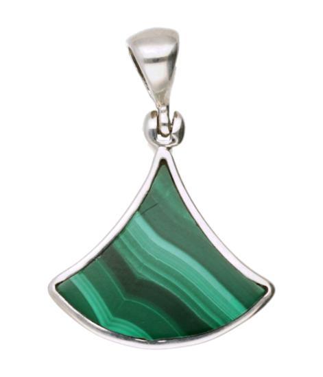 Zilveren Malachiet edelsteen vrije vorm kettinghanger, Sieraden, Tassen en Uiterlijk, Kettinghangers, Verzenden