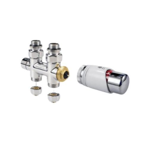Jaga deco rechte aansluitset - knop chroom-wit - 15mm, Doe-het-zelf en Verbouw, Verwarming en Radiatoren, Verzenden