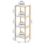 Bamboe staande opbergrek met 4 legplanken Wit 110x33x34cm, Huis en Inrichting, Verzenden, Nieuw