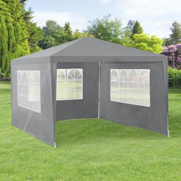 Paviljoen partytent met 4 zijwanden 4x3x2,55 m donkergrijs beschikbaar voor biedingen