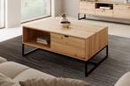 Meubella | salontafel eiken met lades zwart metalen frame