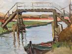 Claas Prins (1903-1968) - Brug bij bloembollenveld.