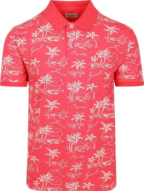 Gant Poloshirt Palm Print Watermelon maat L Heren, Kleding | Heren, Polo's, Roze, Nieuw, Maat 52/54 (L), Verzenden