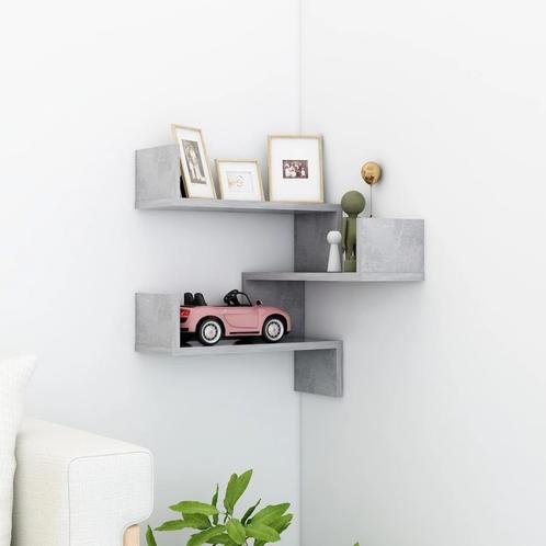 vidaXL Hoekwandschap 40x40x50 cm bewerkt hout betongrijs, Huis en Inrichting, Woonaccessoires | Wandplanken en Boekenplanken, Nieuw