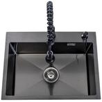 Spoelbak + keukenkraan | Gootsteen | 59x44cm | RVS | Zwart, Huis en Inrichting, Keuken | Keukenelementen, Verzenden, Nieuw