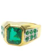 Zonder Minimumprijs - Ring - 9 kt. Geel goud, Zilver Smaragd, Nieuw