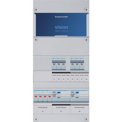 Hager groepenkast 3-fase 6 groepen, 2 Aardlekschakelaars, Doe-het-zelf en Verbouw, Elektra en Kabels, Nieuw, Ophalen of Verzenden