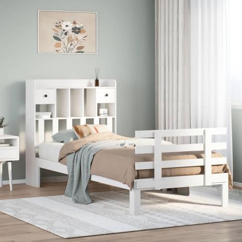 vidaXL Bed met boekenkast zonder matras grenenhout wit, Huis en Inrichting, Slaapkamer | Bedden, 90 cm, 190 cm of minder, Wit