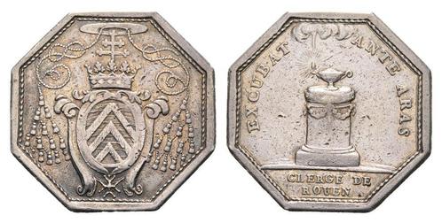 Oktogonale zilver medaille o J Frankreich: Rouen-normandie, Postzegels en Munten, Penningen en Medailles, Verzenden