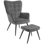 TRUUSK Oorfauteuil Met Voetenbank Loungestoel Relaxstoel Ges, Huis en Inrichting, Fauteuils, Verzenden, Nieuw