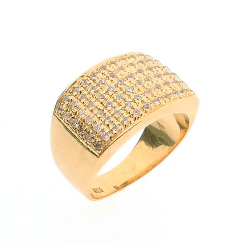 Gouden cocktail ring met zirconia (unieke ring, opvallend), Sieraden, Tassen en Uiterlijk, Ringen, Dame, Met edelsteen, Overige kleuren