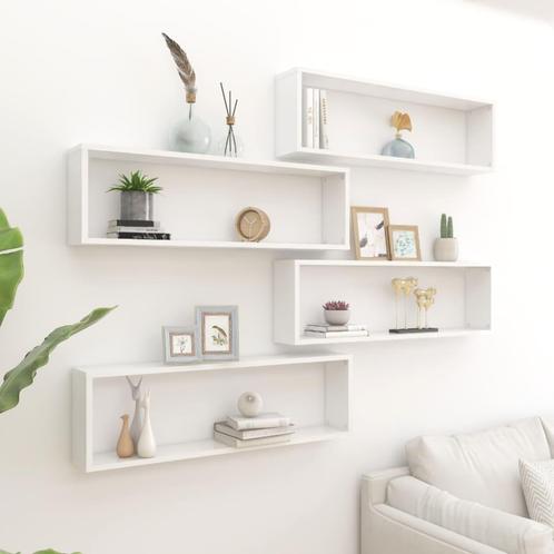 vidaXL Wandschappen kubus 4 st 100x15x30 cm bewerkt hout, Huis en Inrichting, Woonaccessoires | Wandplanken en Boekenplanken, Nieuw