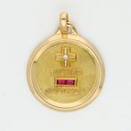 Hanger - 18 karaat Geel goud - Robijn-Diamant