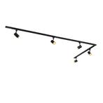 Modern railsysteem met 5 spots zwart goud 1-fase  - Iconic, Huis en Inrichting, Lampen | Spots, Verzenden, Nieuw, Modern