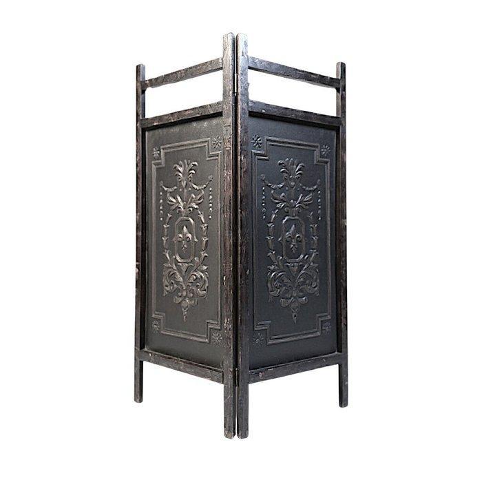 LEATHO - LEATHO - Kamerscherm - leer, Hout - Scherm in leer, Antiek en Kunst, Antiek | Overige Antiek