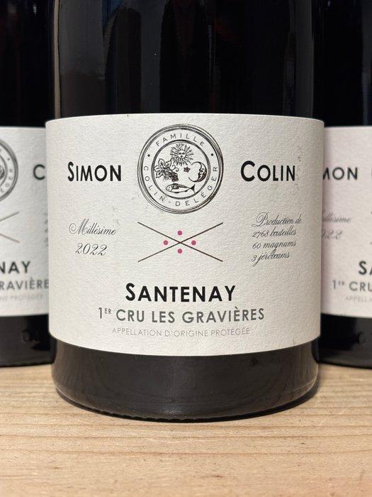2022 Simon Colin Les Gravières - Santenay 1er Cru - 3, Verzamelen, Wijnen