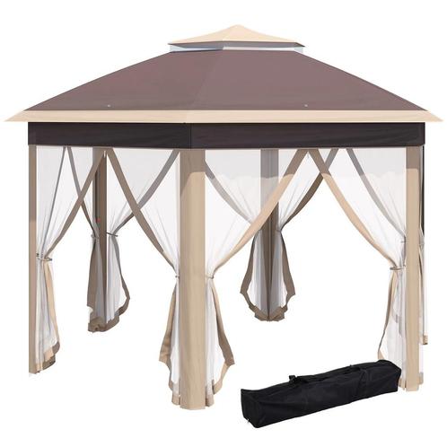 TRUUSK Paviljoen Zeshoekig 4x4m Met Water- En UV-bestendige, Tuin en Terras, Partytenten, Nieuw, Verzenden