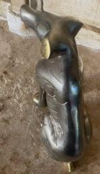 sculptuur, Sculture en Bronze Argenté - Chien assis - XXème