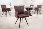 Retro design stoel ROADSTER antiek bruin met armleuningen -, Huis en Inrichting, Stoelen, Ophalen of Verzenden, Nieuw