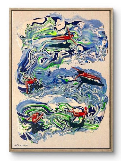 Juli Lampe (XX-XXI) - Swimming Lovers. Free Flight., Antiek en Kunst, Kunst | Schilderijen | Modern