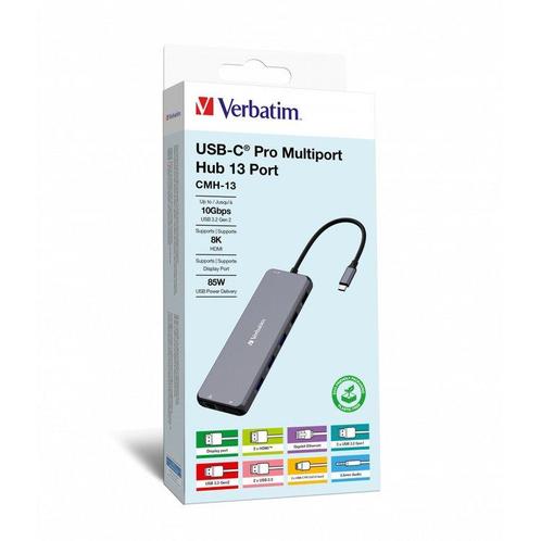 Verbatim USB-C Triple Pro Multiport Hub 13 Port, Computers en Software, Laptop-opladers, Verzenden