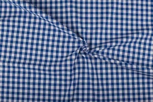 Ruitjesstof cobaltblauw wit geruit - 10mm geruit, Hobby en Vrije tijd, Stoffen en Lappen, 120 cm of meer, 200 cm of meer, Blauw
