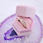 Gouden rijring met zirconia (gouden ring, geelgoud), 18 tot 19, Gebruikt, Overige kleuren, Ophalen of Verzenden