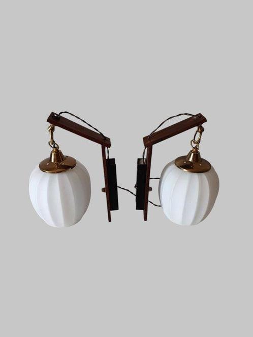 Wandlamp - Teak - Set wandlampen, Antiek en Kunst, Kunst | Designobjecten