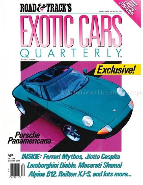 1990 ROAD AND TRACK EXOTIC CARS QUARTERLY VOL.1, NR.2, Boeken, Auto's | Folders en Tijdschriften