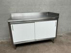 RVS Werkkast Kast Werktafel 2 schuifdeuren 140 cm Horeca, Ophalen of Verzenden, Gebruikt, RVS Meubilair