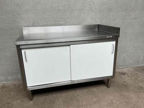 RVS Werkkast Kast Werktafel 2 schuifdeuren 140 cm Horeca, Zakelijke goederen, Horeca | Keukenapparatuur, Gebruikt, RVS Meubilair