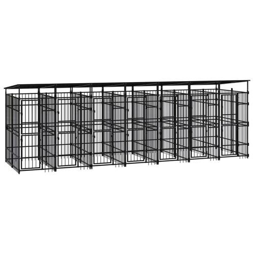 vidaXL Hondenkennel met dak 12,9 m² staal, Dieren en Toebehoren, Honden-accessoires, Nieuw, Verzenden