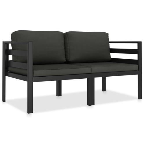 vidaXL 2-delige Loungeset met kussens aluminium antraciet, Tuin en Terras, Tuinsets en Loungesets, Loungeset, Nieuw, Aluminium