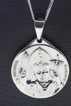 Zilveren Paus Johannes Paulus II XL ketting hanger, Nieuw, Verzenden
