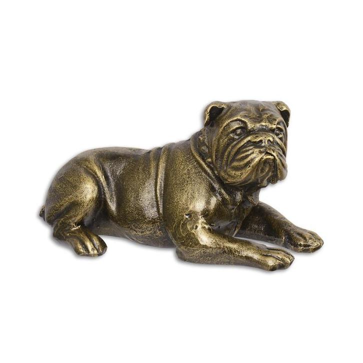Gietijzeren sculptuur van een liggende engelse bulldog, Antiek en Kunst, Kunst | Beelden en Houtsnijwerken, Verzenden