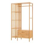 Kledingkast Varanger bamboe open kast 185x100x45 cm naturel, Huis en Inrichting, Verzenden, Nieuw