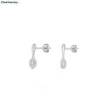Zilveren rhodium vork lepel cz studs, oorstekers, Sieraden, Tassen en Uiterlijk, Verzenden, Nieuw, Zilver
