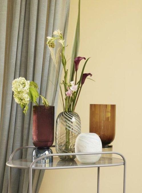 Hübsch - Vaas (2) - Wervelvaas - Grijs - Glas - 2 stuks, Antiek en Kunst, Kunst | Designobjecten