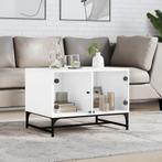 vidaXL Salontafel met glazen deuren 68,5x50x50 cm wit, 50 tot 100 cm, 50 tot 75 cm, Verzenden, Nieuw