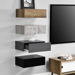 Wandplank met lade set van 4 zwevend beton hout grijs zwart, Huis en Inrichting, Woonaccessoires | Wandplanken en Boekenplanken