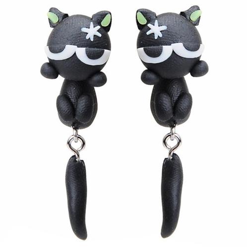 Fako Bijoux® - Oorbellen - Dansende Kat - Zwart/Geel, Sieraden, Tassen en Uiterlijk, Oorbellen, Verzenden