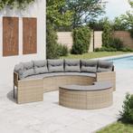 vidaXL 2-delige Loungeset halfrond poly rattan beige, Tuin en Terras, Verzenden, Nieuw, Rotan, Loungeset