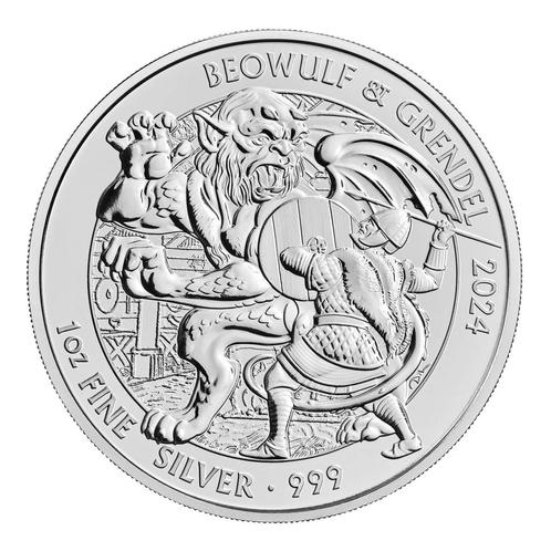 Beowulf and Grendel 1 oz Zilver 2024 British Myths and, Postzegels en Munten, Munten | Europa | Niet-Euromunten, Losse munt, Zilver